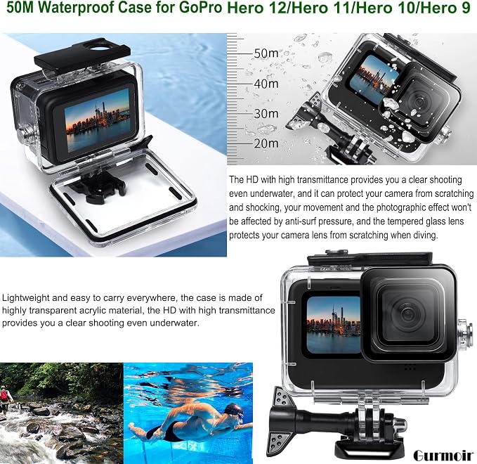 Accessories Kit with 2Battery and Charger for Go Pro 12 11 10 9 Camera, Top 10 Essential Accessories Bundle Compatible with GoPro Hero 12 Hero 11 Hero 10 Hero 9 Black - Image 3
