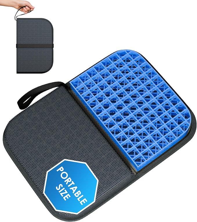 WISIMMALL Gel Seat Cushion, Portable Travel Cushion for Long Sitting, Thick & Foldable, 14.5" x 10.5" Large Size Chair Seat Cushion for Office Chair Car Wheelchair, Relief Sciatica Coccyx Pain by WISIMMALL