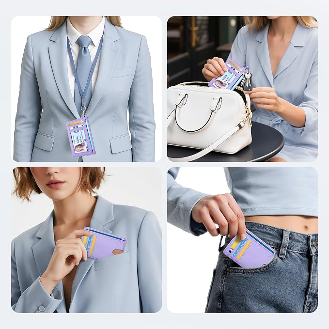 Mayski Slim Wallet, Credit Card Holder for Women, Minimalist Front Pocket RFID Blocking Card Cases, Small Wallet Women Men(Cross Light Purple) - Image 8