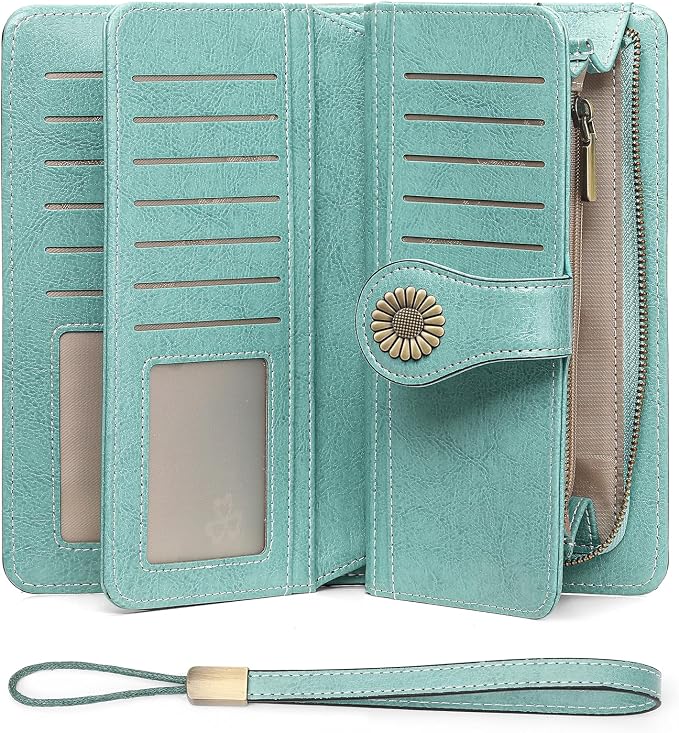 SENDEFN Wallets for Women Leather Credit Card Holder with RFID Blocking Large Capacity Wristlet | with RFID Blocking by SENDEFN
