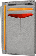 Slim Minimalist Leather Wallet RFID Front Pocket Card Holder, Grey by OakLeathers