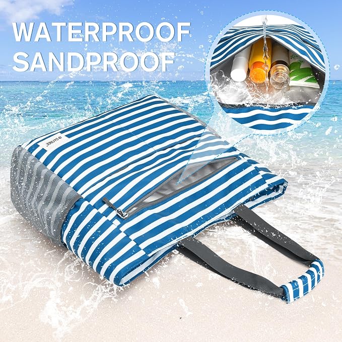 G4Free Beach Bag, Waterproof Sandproof Beach Tote Bag, Large Capacity Foldable for Women - Image 8