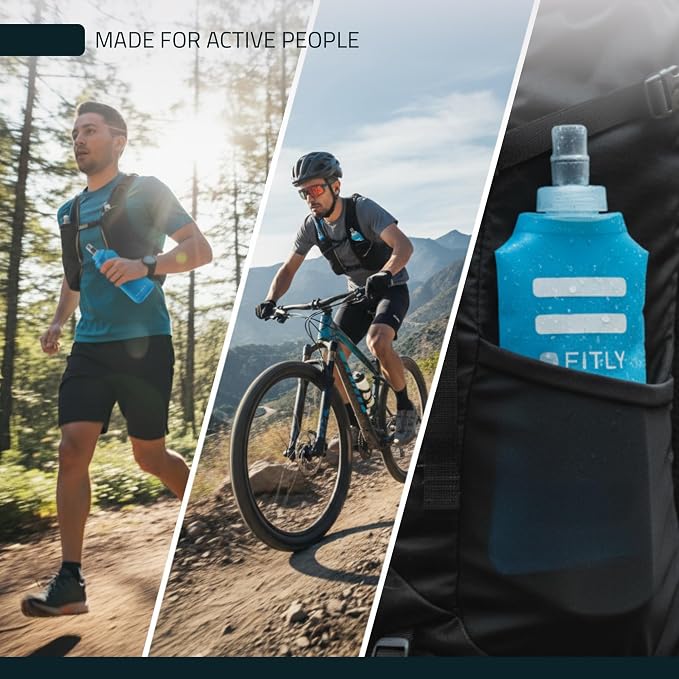 FITLY Soft Flask - Shrink As You Drink Soft Water Bottle for Hydration Pack - Folding Water Bottle Ideal for Running, Hiking, Cycling, Climbing & Rigorous Activity - Image 7