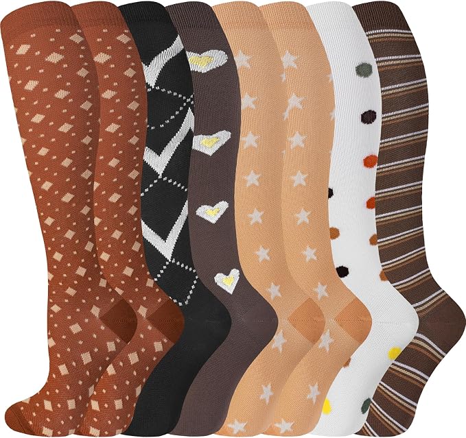 cerpite Compression Socks for Women & Men Circulation 8 Pairs Compression Socks 20-30 mmhg Best for Running,Nurse,Travel by Cerpitesportsstyles