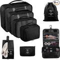 Packing Cubes, 8 Pcs Travel Packing Organizers for Suitcases, Large Capacity Travel Luggage Organizers Set includes 8 Storage Bags, Travel Essentials for Women or Men (Black) by Ebbniur