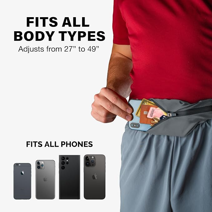 No-Bounce Slim & Secure Running Belt, Fits ALL Phones, Keys, Cards, Gels | Comfortable for Long Runs, Running Waist Pack for Men, Slim Running Belt Fanny, Comfortable for Long Runs, Adjustable Sizing - Image 2