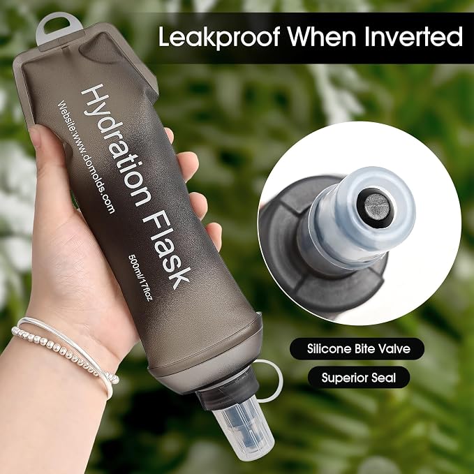 GUYI GYGYL Soft Flask, Collapsible Water Bottle for Sports, 500ml Grey | TPU Collapsible Water Bottle for Hydration Pack, Running Vest, Leak-Proof Folding Bottle for Hiking Cycling Climbing Jogging - Image 7