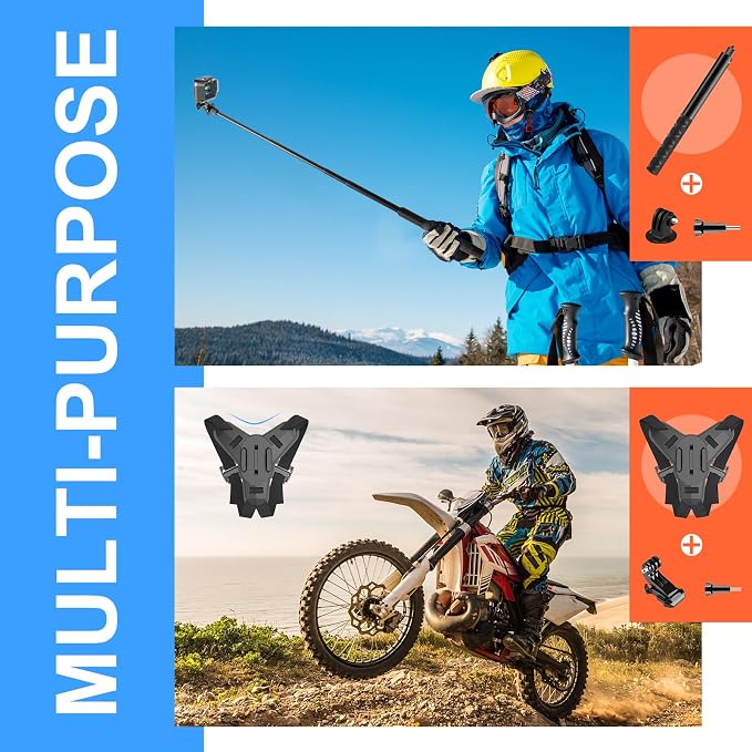 Upgrade Action Camera Accessories Kit Compatible with GoPro DJI Insta360 | 70in1 Camera Accessory Bundles for GoPro 13 12 11 10 9 8 7 6 5 4 3 Max 11 mini Insta360 X5 X4 X3 DJI Osmo Action 6 5Pro 4 3 - Image 2