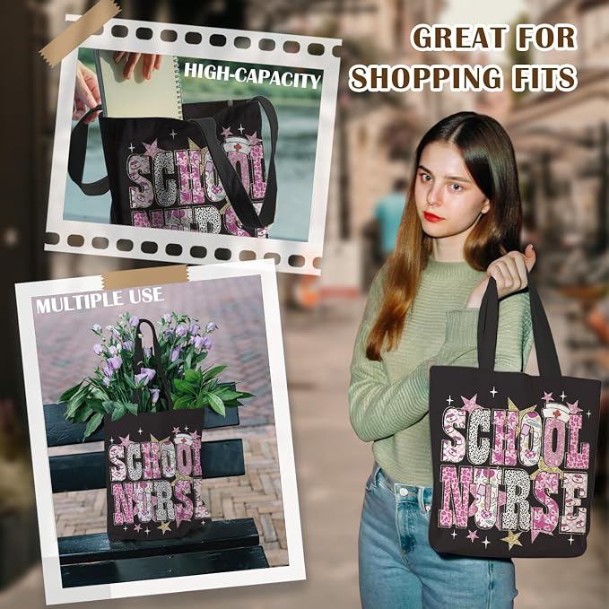 Nurse Canvas Tote Bag, Nurse Appreciation Gifts, Nursing School Gift Reusable Shopping Grocery Bags - Image 5