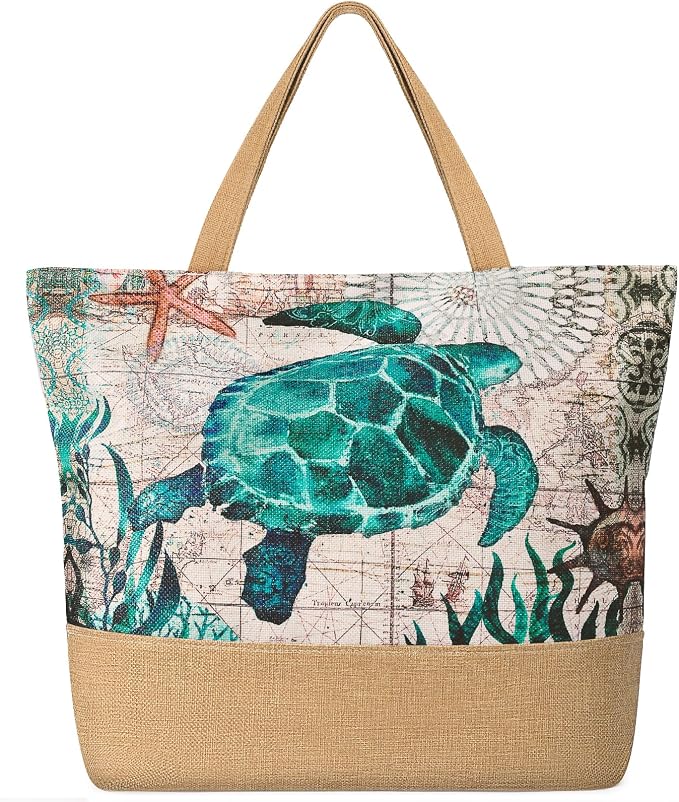 Trifabricy Beach Bags for Women,Waterproof Straw Beach Tote Bag With Zipper | Spacious Storage Capacity, Secure Zipper Closure, Reinforced Carry Handles, Stylish Printed Design For Outdoor Activities by Trifabricy