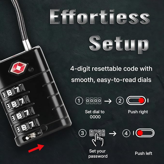 ANVIL TSA Approved Luggage Locks with Search Alert Indicator, 4-Digit Combination Suitcase Lock, Advanced TSA008 Core Heavy Duty Anti-Theft Travel Lock for Double Zippers, Backpacks - Image 7