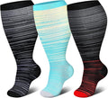 Genovega 3 Packs Wide Calf Compression Socks for Women Men Knee Hight S/M-4XL for Gifts by genovega
