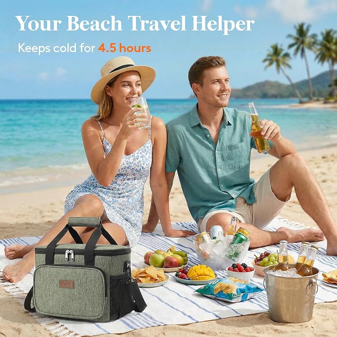 Lifewit Large Lunch Bag, Insulated Lunch Box, Soft Cooler Cooling Tote for Adult Men Women, Dark Green 24-Can (15L) - Image 2
