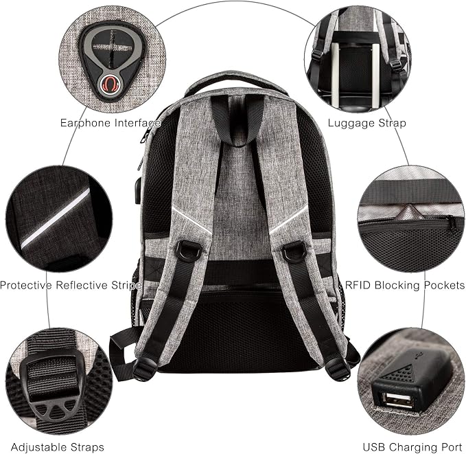 Travel Laptop Backpack, Business Anti Theft Slim RFID Blocking pocket Durable 15.6 Inch Laptops Backpack, USB Charging Port, Water Resistant College Laptop Bag - Image 5