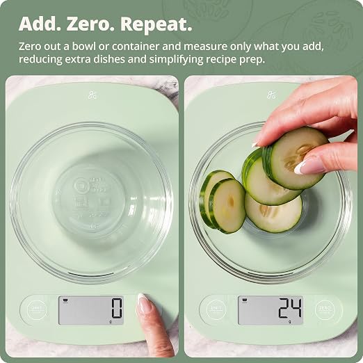 Greater Goods Food Scale, Slim & Compact Build, 1g Precision (Sage Green) | Digital Kitchen Scale for Cooking, Meal Prep & Portion Control, Tare, Auto Shut-Off, g/oz/lb/ml Conversion & Calorie Tracking - Image 4
