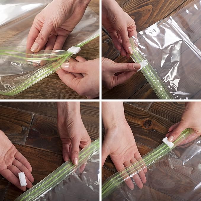 8 Travel Space Saver Bags - No Vacuum or Pump - for Clothes - Reusable - Luggage Compression - Set of 4 L and 4 M Sacks - Transparent - Image 7