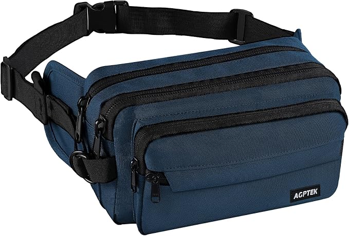 AGPTEK Fanny Pack for Women Men, RFID Large Capacity Waist Wallet Bag, Adjustable & Waterproof Bum Belt Pouch for Travel, Running, Shopping, Hiking, Dog Walking, Cycling, Climbing by AGPTEK