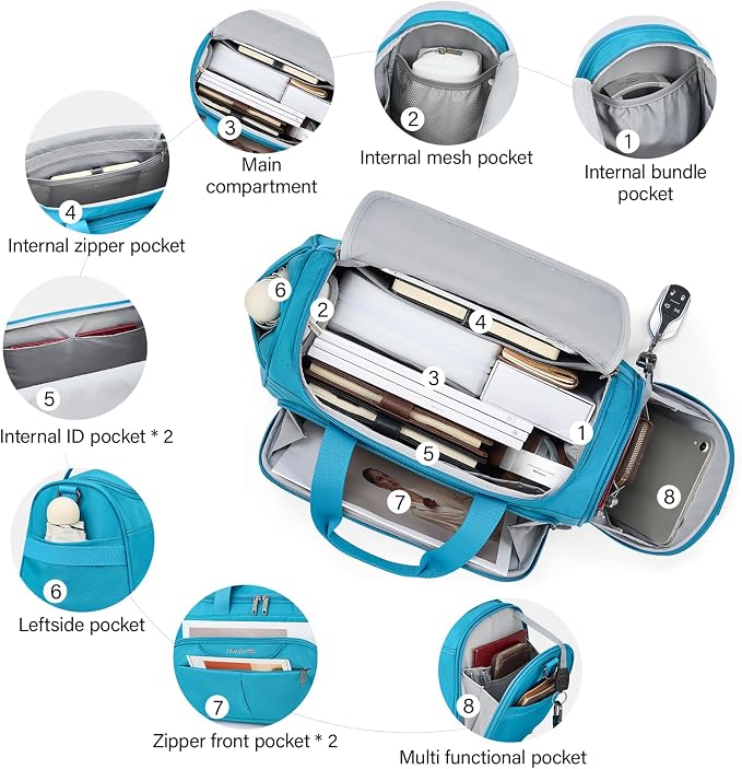 Hanke Small Underseat Carry On Luggage Bags for Travel with 10 Pockets. | Airline Approved Foldable Personal Bag w/ Luggage Sleeve; Tote Duffle & Bento Bag, Flight Attendant Weekender for Men & Women - Image 3