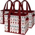 Reusable Grocery Bags 3 Pack - Heavy Duty Reusable Shopping Bags with Hard Bottom & Long Handles, Stand Up Grocery Boxes Reusable Foldable, 13x10.23x11in, Reindeers by DSDCDJ