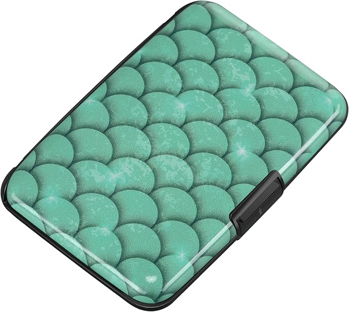 RFID Aluminum Wallet Credit Card Protector Case Holder for Men Women | Mini RFID Aluminum Wallet Credit Cards Holder Business Card Case Metal ID Case for Men Women(Blue Scales) by ELFISH