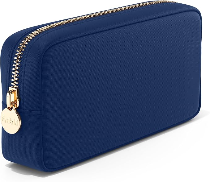Embla Makeup Bag Travel Cosmetics Pouch and Toiletry Bag, Nylon Zipper Pouch Purse, Cute Make Up Organizer Storage Tote for Women Girls, Travel Skincare Case, Small Makeup Bags, Sapphire by Embla