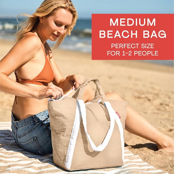 Bodysurf Beach Bag Waterproof Sandproof, Foldable Packable Travel Zip Tote | Pool, boat and swim bag for men and women, XL and medium, 6 colors, zip-top, front pocket, inner wet pouch, recycled nylon - Image 8
