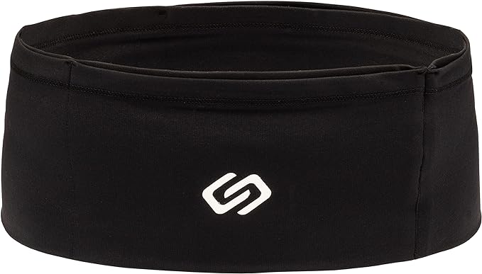 VersaMax Running Belt, Anti-Theft Travel Money Band, Black, S | Secure Stretch Double-Flap Waist Pack Fits All Cell Phones. Pickpocket-Proof Travel Passport Pouch & Medical Device Holder by Sporteer