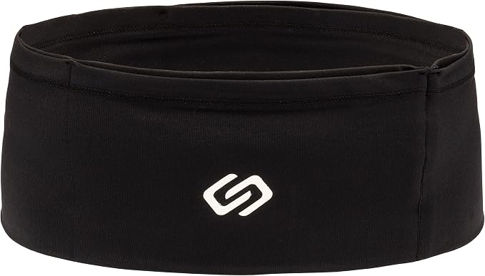 VersaMax Running Belt, Anti-Theft Travel Money Band, Black, L | Secure Stretch Double-Flap Waist Pack Fits All Cell Phones. Pickpocket-Proof Travel Passport Pouch & Medical Device Holder by Sporteer