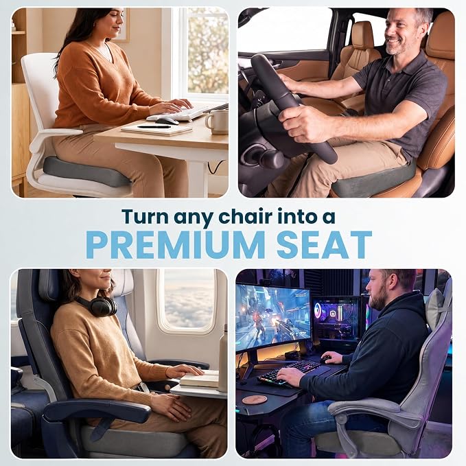ComfiLife Extra Large Gel & Memory Foam Seat Cushion - Doctor Recommended Office Chair, Car Seat, Lifting Cushion - Back & Sciatica Pain Relief - Wide Seat Cushion for Big & Tall (Charcoal) - Image 8