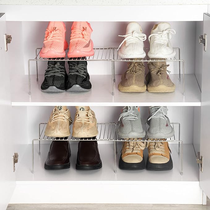 Tomorotec Spice Rack Cabinet Organizer, Expandable Steel, Kitchen, Silver | Stackable Two-Pack Storage Shelves with Anti-Slip Protective Rubber Feet for Pantry or Countertop - Image 9