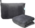 Bliss Faille Travel Pillow & Blanket Set, 2-in-1, Compact | Smooth Textured Fabric Feels Soft Against Skin, Packs Down Small for Flights or Camping, Machine-Washable Cover for Easy Care by Bliss