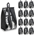 12 Pieces Shoe Bags for Travel Large Shoe Organizer for Men Women Waterproof Portable Shoe Bags with Sturdy Zipper for Travel Home Luggage Handbag, Black, 7.9 x 15.7 Inch by Kenning