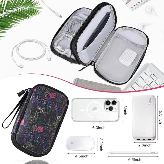 COSHAYSOO Unique Useful Travel Birthday Gifts for Women Travelers, Electronics Cord Cable Organizer Bag Case Tech Pouch Traveling Vacation Cruise Airplane Gadgets Essentials Organization, Vintage - Image 5