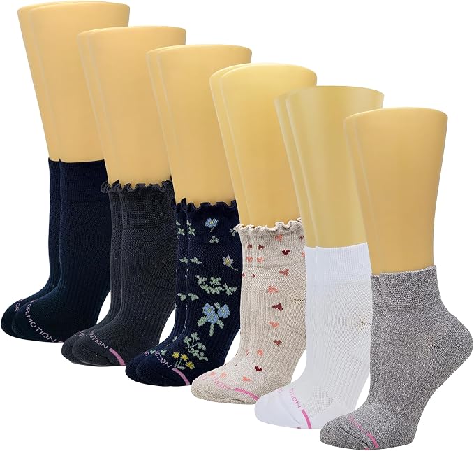 Dr. Motion Compression Quarter Socks For Women With Enhanced Cushion And Breathable Arch Support 6 Pairs by Dr.+Motion
