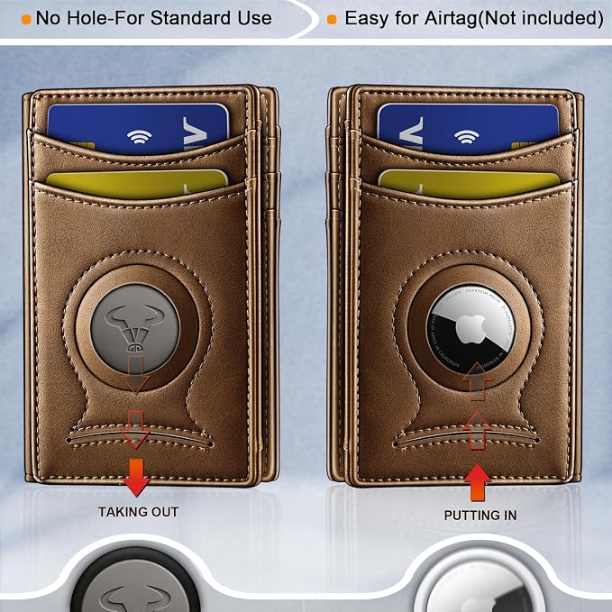 BULLIANT Magnetic Slim Leather Airtag Wallet Money Clip For Men 12Cards | RFID Blocking | Easy Access | Gift Boxed | Pocket Fit - Image 4