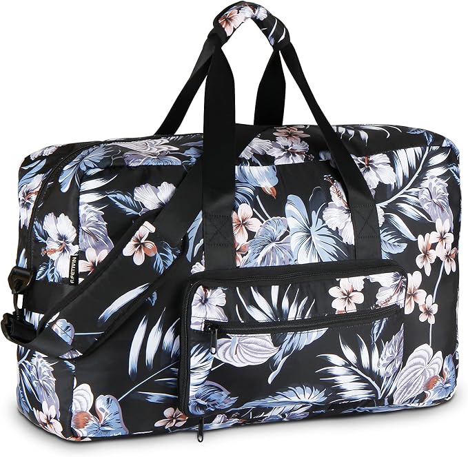 F.FETIVIN Weekender Bag Carry On Travel Duffle Medium Overnight Bag for Women(Floral Leaf) by FFETIVIN