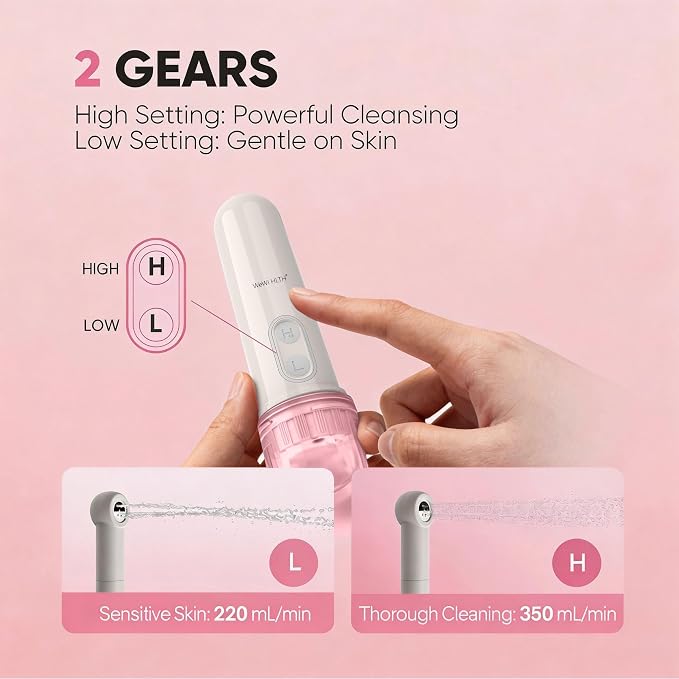 Portable Electric Bidet, Handheld Battery Powered Travel Bidet, Pink | 2 Pressure Modes, Waterproof, Foldable, Pocket-Sized, Cordless, Daily Hygiene Cleaning at Home, Camping and Travel - Image 6
