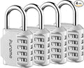 Puroma 4 Pack Combination Lock Locker 4 Digits Combo Padlock Gym Silver | For School Gate Fence Toolbox Hasp Storage, Outdoor, Resettable, Weatherproof, Side Window, Crack Cut Resist, Hardened Steel by Puroma