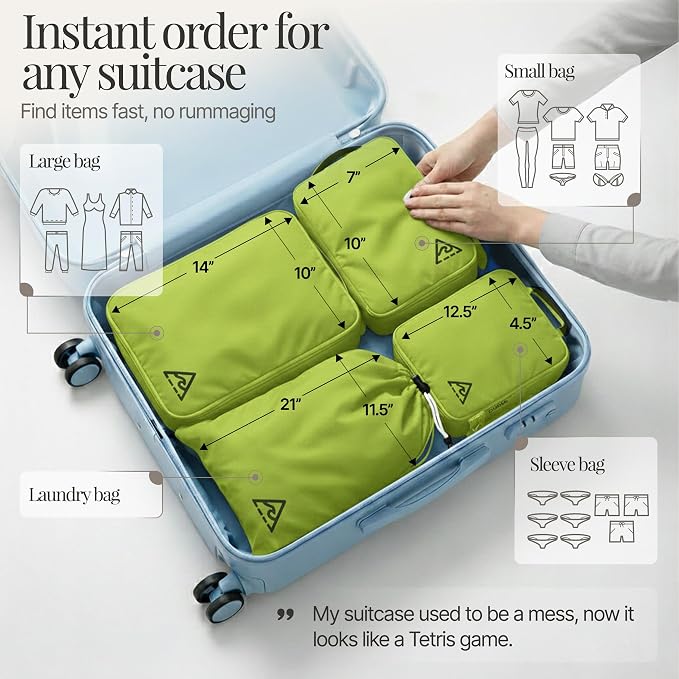 8-Piece Luxury Compression Packing Cubes & Bags for Travel – Maximize Space in Luggage with HybridMax Double-Capacity Design, 50 Luggage Tags, Deluxe Set, Lifetime Satisfaction Suitcase Organizer Bags - Image 3