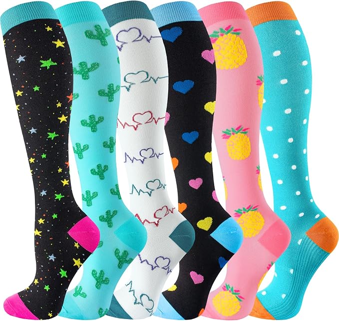 cerpite Compression Socks for Women & Men 6 Pairs Knee High Compression Socks 20-30 mmhg Best for Running,Nurse,Travel by Cerpitesportsstyles