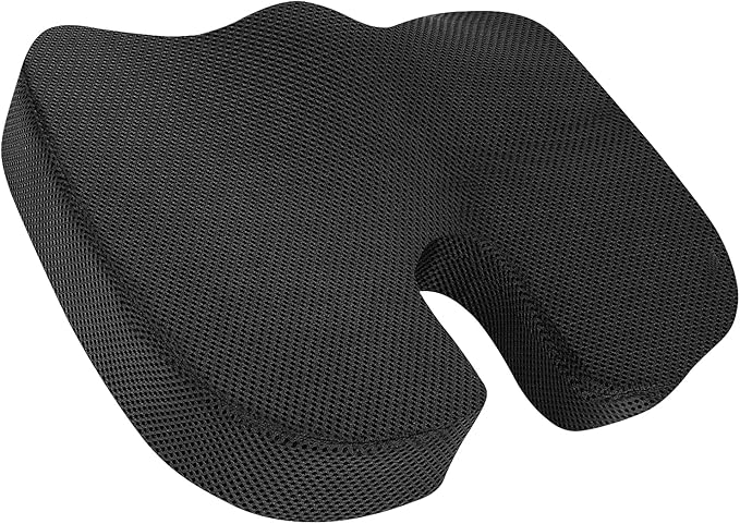 Amazon Basics Comfortable Seat Cushion for Office Chairs, Enhanced Memory Foam with Cooling Gel, Non-Slip, Long Sitting Support, Black - Image 3