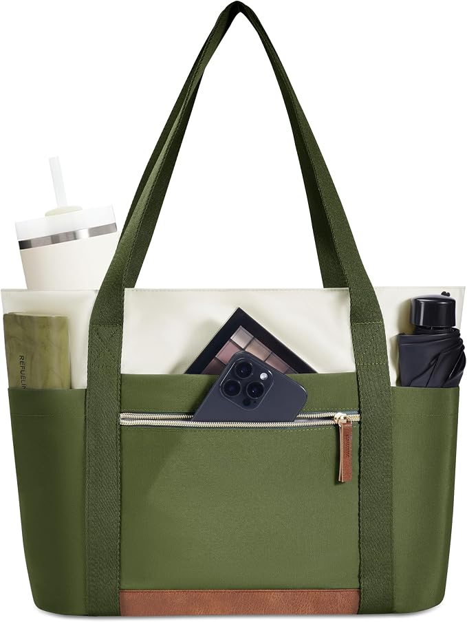 ECOHUB Large Tote Bags for Women Lightweight Laptop Tote Bag for Work Nurse Teacher Travel Totes with Compartments Cup Holder by ECOHUB