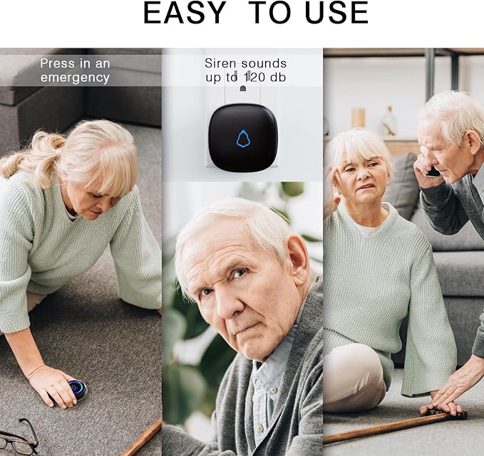 Wireless Caregiver Pager, 3 Call Buttons + 2 Receivers for Elderly at Home | Medical Life Alert System for Seniors/Kids, SOS Emergency Panic Call Bell, Nurse Calling/Patient Assistance Help Buzzer Alarm - Image 3