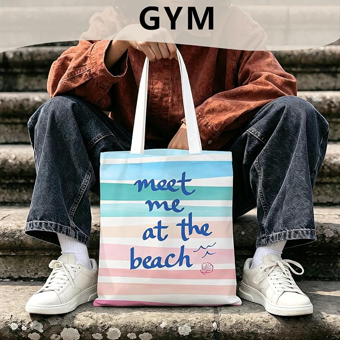 Summer Coastal Beach Canvas Tote Bag - Image 3