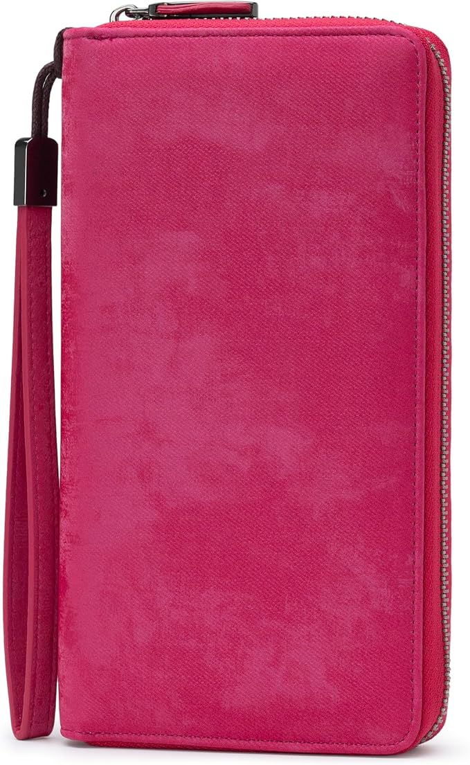 Bveyzi Women RFID Blocking Wallet Leather Zip Around Phone Clutch Large Capacity Ladies Travel Purse Wristlet by Bveyzi
