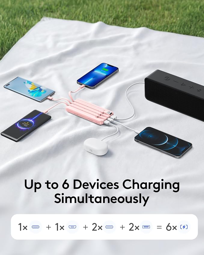 Orfeika Fast Charging Portable Charger Power Bank with Built-in 4 Cables | 10000mAh|Ultra-Slim&Light|Flight-Safe|Power 6 Devices at Once|22.5W|Battery Pack For iPhone,Samsung,Google|Travel Essentials - Image 6