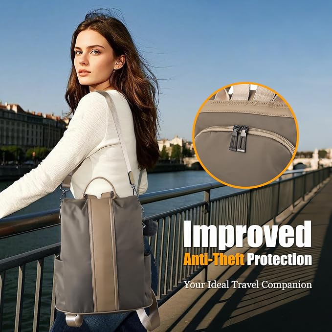 PINCNEL Women Backpack Purse Waterproof Nylon Anti-theft Rucksack Lightweight Shoulder Bag - Image 7