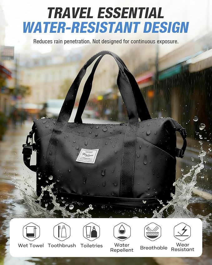 Expandable Travel Duffle Bag for Women Men, Large Gym Bag Travel Tote Bags, Waterproof Carry On Personal Item Bag Airline Approved, Workout Weekender Bag for Overnight Trips with Luggage Sleeve, Black | Waterproof Carry On Personal Item Duffel Bag 40L ... - Image 7