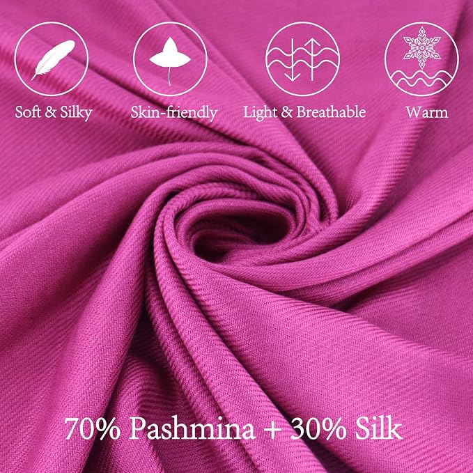 Soft Silky Pashmina Shawl Wraps Solid Colors Scarf for Wedding Evening Dresses - Image 2