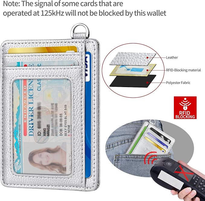 Slim Minimalist Front Pocket Wallet, RFID Blocking Credit Card Holder Wallet with Detachable D-Shackle for Men Women - Image 4